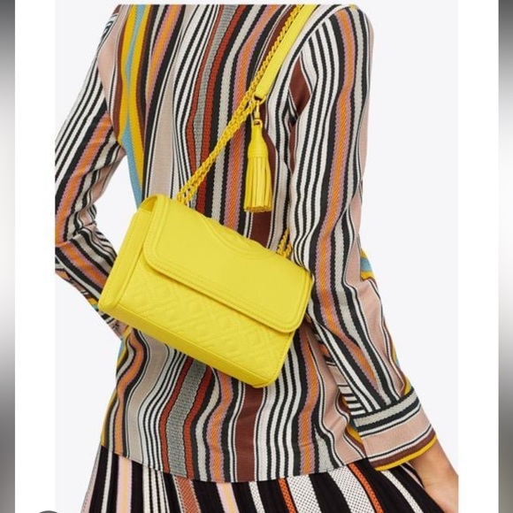 Tory Burch Yellow Orchid Fleming Matte Small Convertible Crossbody Shoulder Bag - Picture 3 of 11